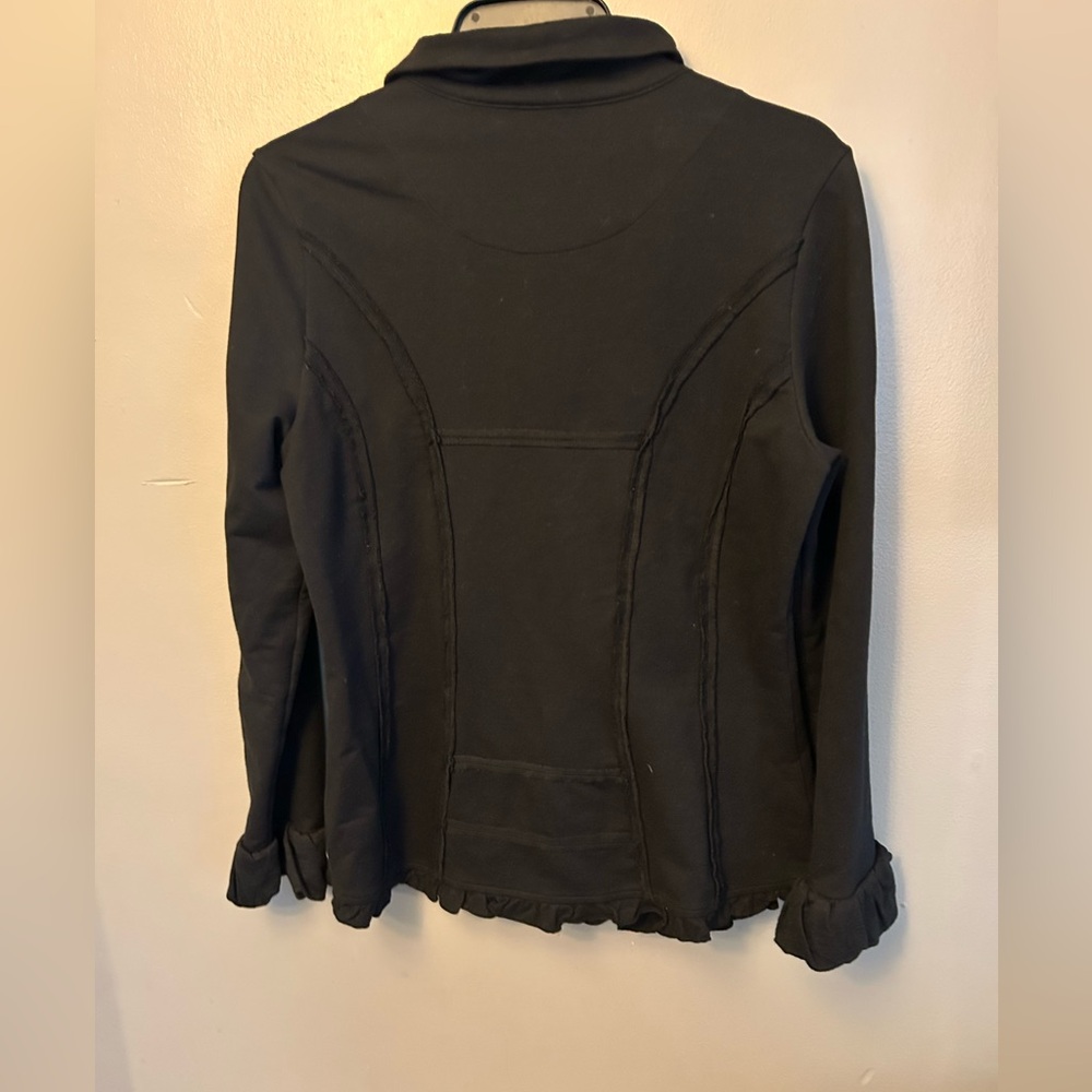 Neon Buddha jacket - black “multi-button” fitted blazer with ruffles - Picture 5 of 9